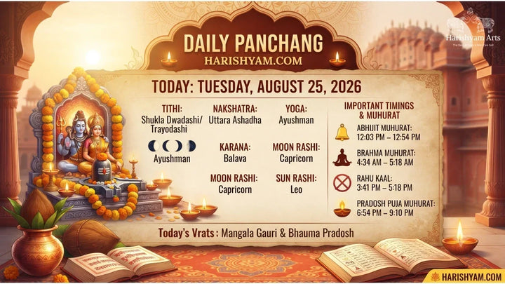 Aaj Ka Panchang 25 August 2026: Tithi, Nakshatra, Rahu Kaal, Shubh Muhurat & Choghadiya