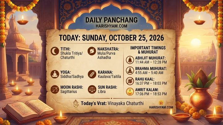 Aaj Ka Panchang 25 October 2026: Tithi, Nakshatra, Rahu Kaal, Shubh Muhurat & Choghadiya