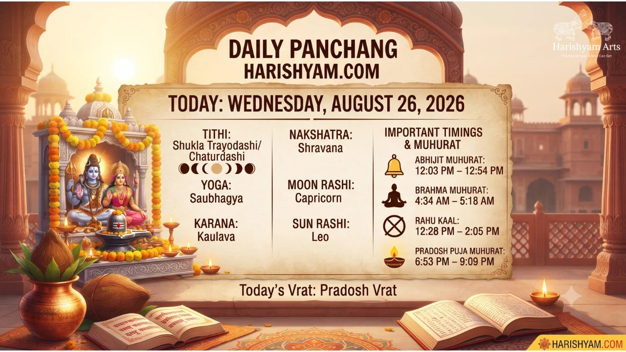 Aaj Ka Panchang 26 August 2026: Tithi, Nakshatra, Rahu Kaal, Shubh Muhurat & Choghadiya