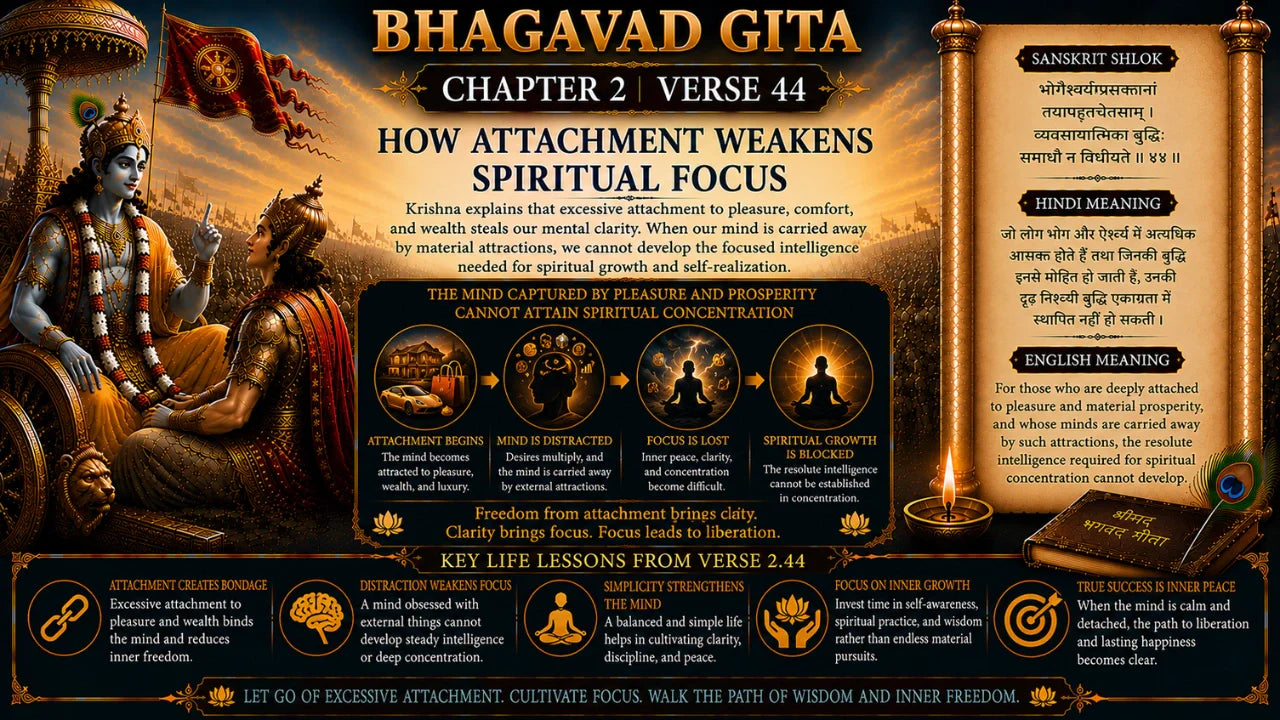 Bhagavad Gita Chapter 2 Verse 44 Meaning in Hindi & English
