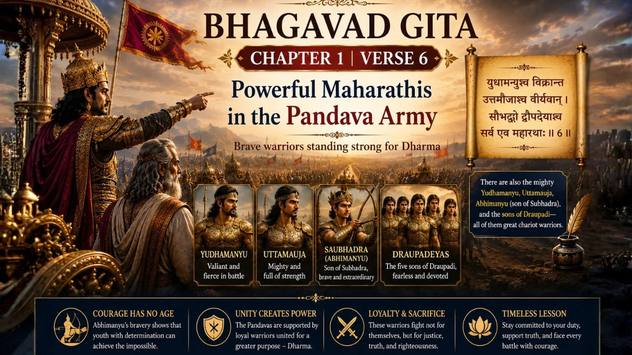 Bhagavad Gita Chapter 1 Verse 6 Meaning in Hindi & English