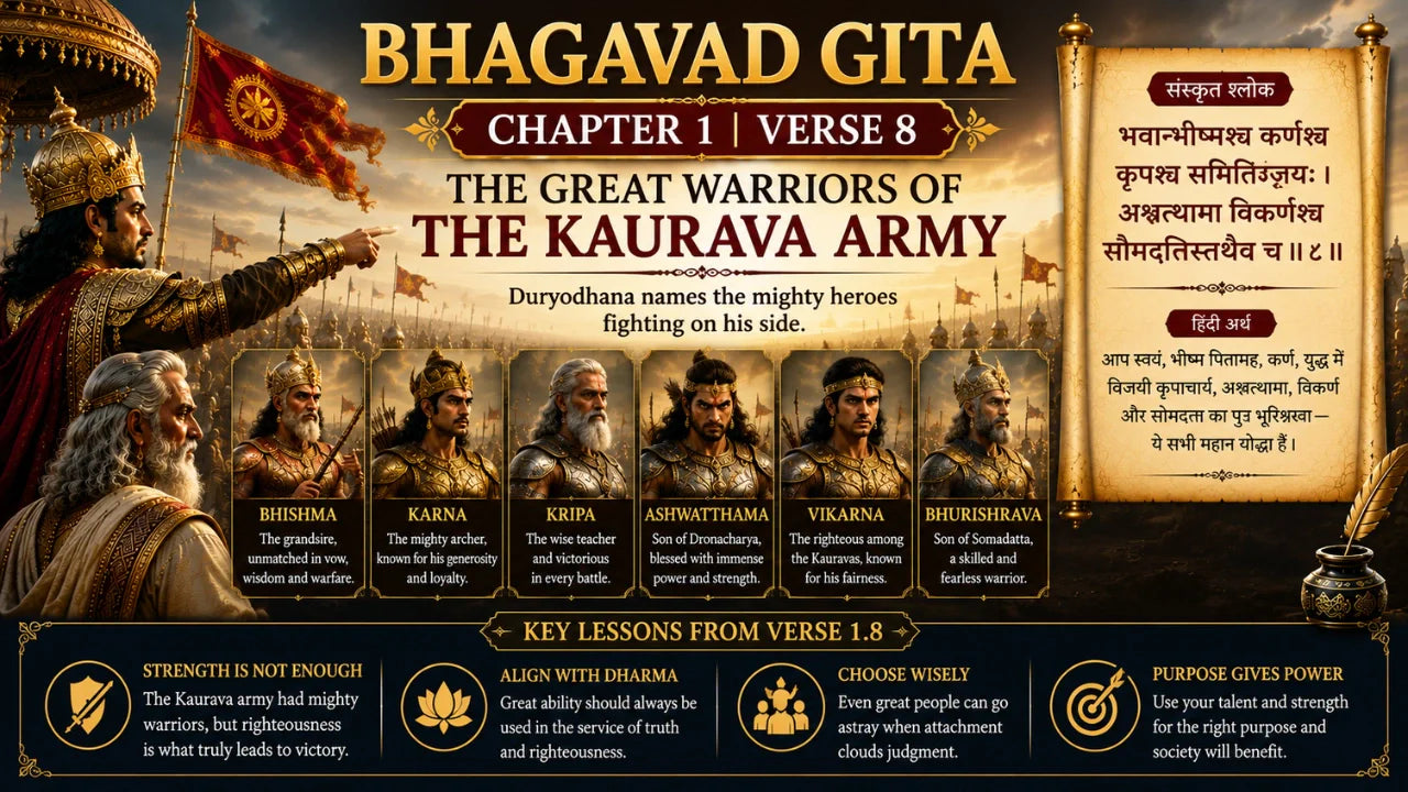Bhagavad Gita Chapter 1 Verse 8 Meaning in Hindi and English