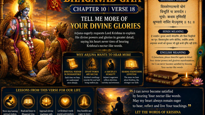 Bhagavad Gita Chapter 10 Verse 18 Meaning in Hindi & English