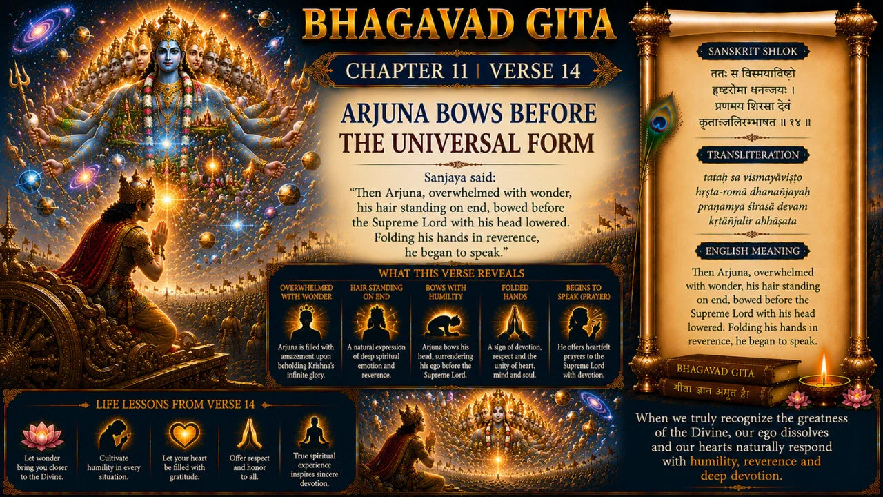 Bhagavad Gita Chapter 11 Verse 14 Meaning in Hindi & English