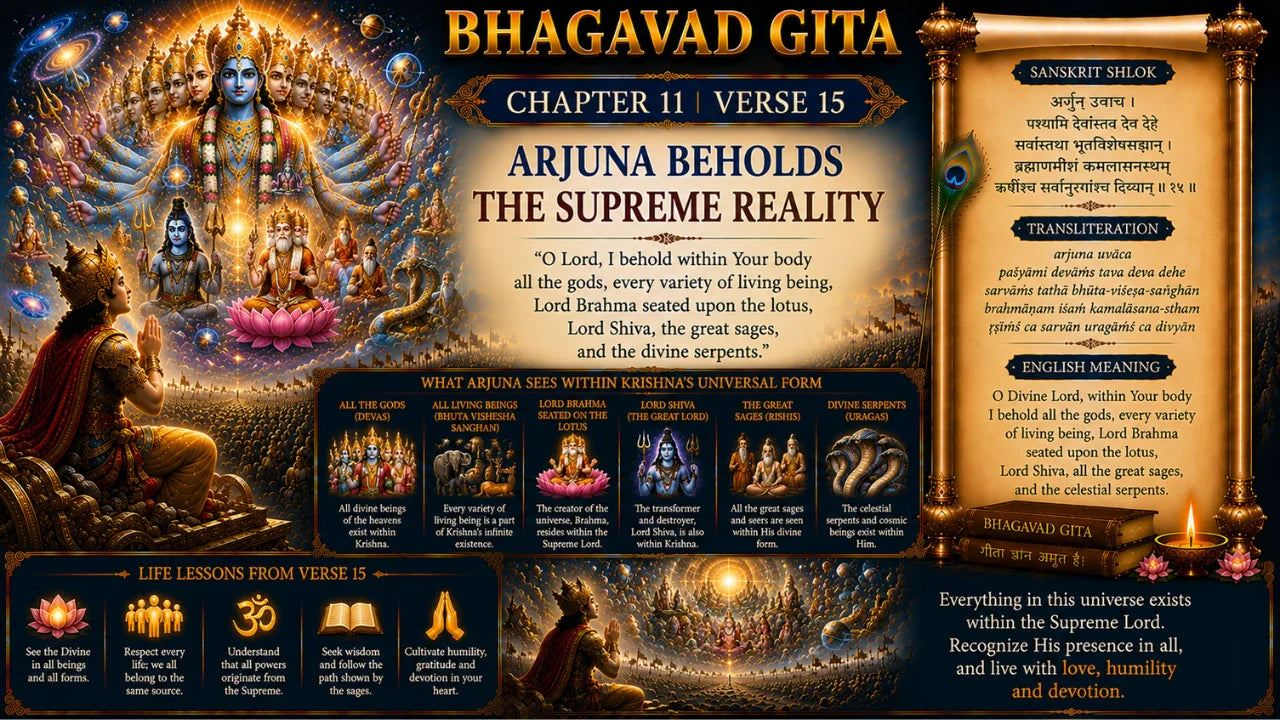 Bhagavad Gita Chapter 11 Verse 15  Meaning in Hindi & English