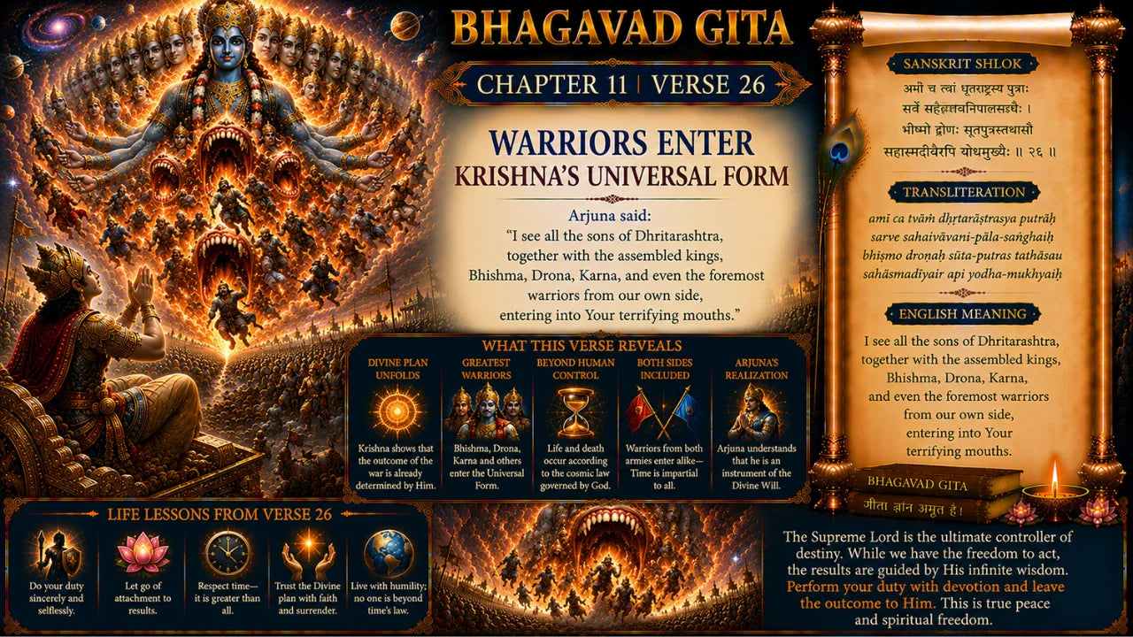 Bhagavad Gita Chapter 11 Verse 26 Meaning in Hindi & English