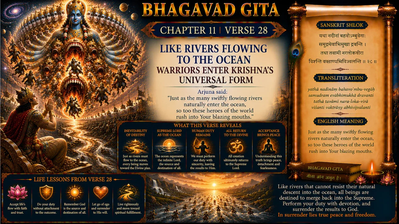 Bhagavad Gita Chapter 11 Verse 28 Meaning in Hindi & English