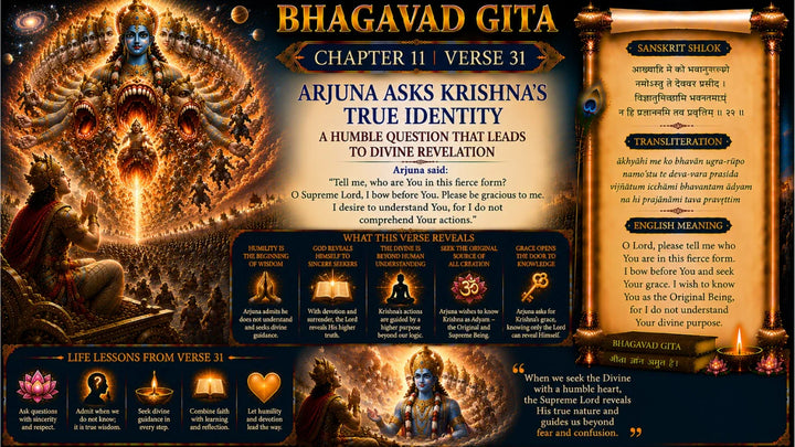 Bhagavad Gita Chapter 11 Verse 31 Meaning in Hindi & English