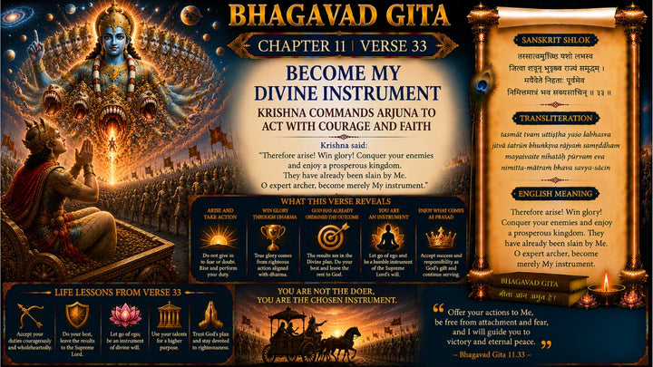 Bhagavad Gita Chapter 11 Verse 33 Meaning in Hindi & English