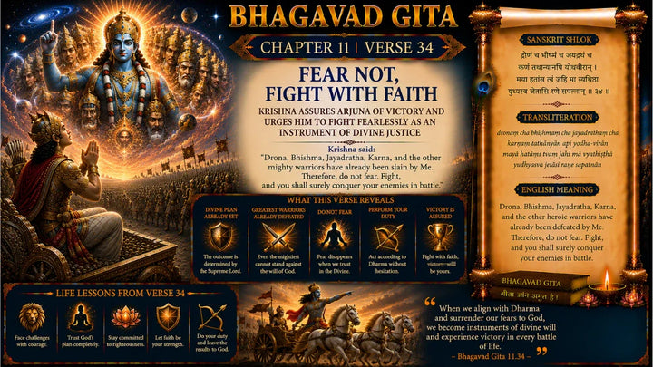 Bhagavad Gita Chapter 11 Verse 34 Meaning in Hindi & English