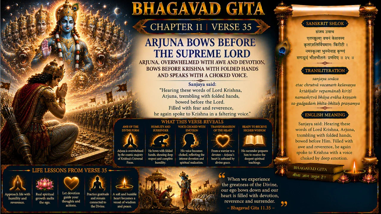 Bhagavad Gita Chapter 11 Verse 35 Meaning in Hindi & English