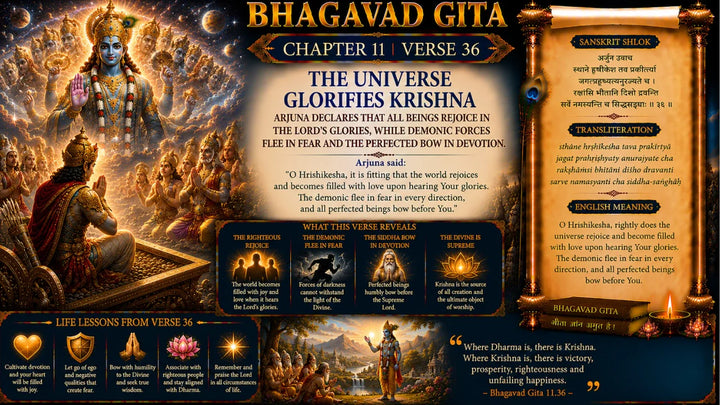 Bhagavad Gita Chapter 11 Verse 36 Meaning in Hindi & English
