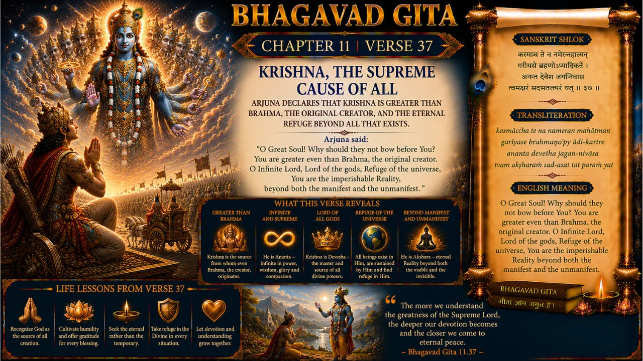 Bhagavad Gita Chapter 11 Verse 37 Meaning in Hindi & English