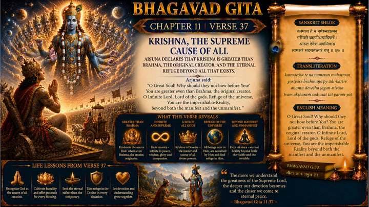 Bhagavad Gita Chapter 11 Verse 37 Meaning in Hindi & English