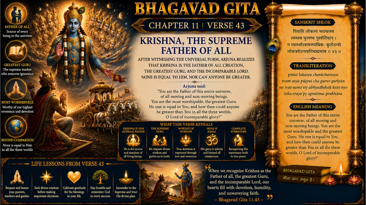 Bhagavad Gita Chapter 11, Verse 43 Meaning in Hindi & English