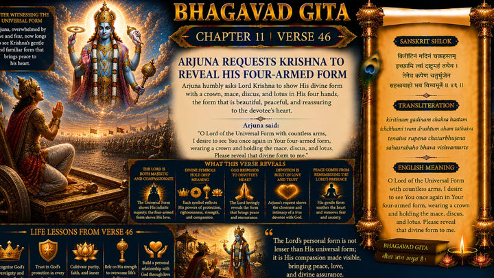 Bhagavad Gita Chapter 11, Verse 46 Meaning in Hindi & English