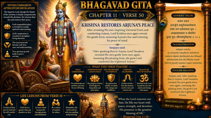 Bhagavad Gita Chapter 11, Verse 50 Meaning in Hindi & English