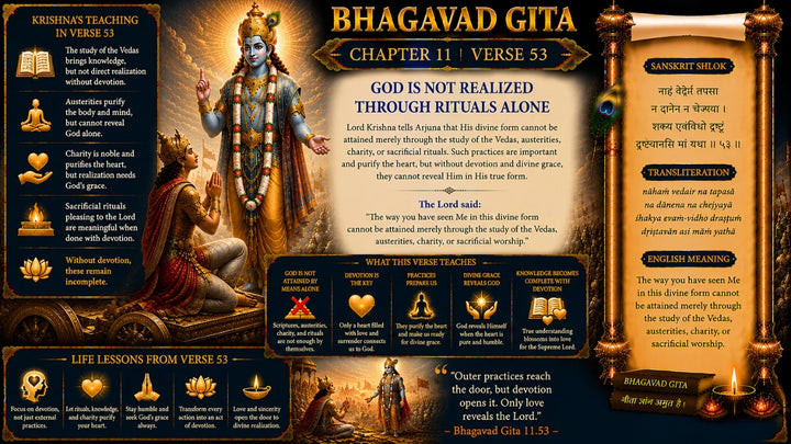Bhagavad Gita Chapter 11, Verse 53 Meaning in Hindi & English