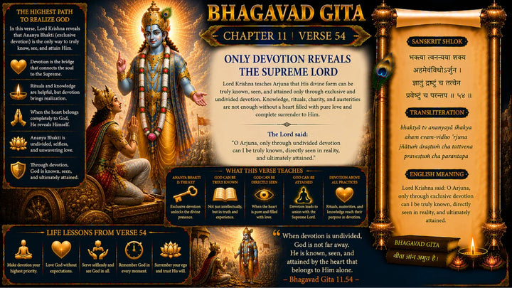 Bhagavad Gita Chapter 11, Verse 54 Meaning in Hindi & English