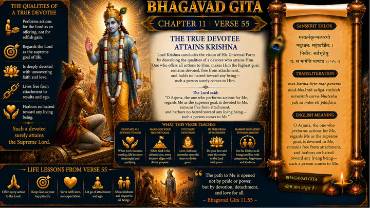 Bhagavad Gita Chapter 11, Verse 55 Meaning in Hindi & English