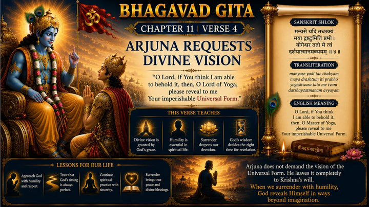 Bhagavad Gita Chapter 11 Verse 4 Meaning in Hindi & English