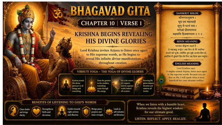 Bhagavad Gita Chapter 10 Verse 1 Meaning in Hindi & English