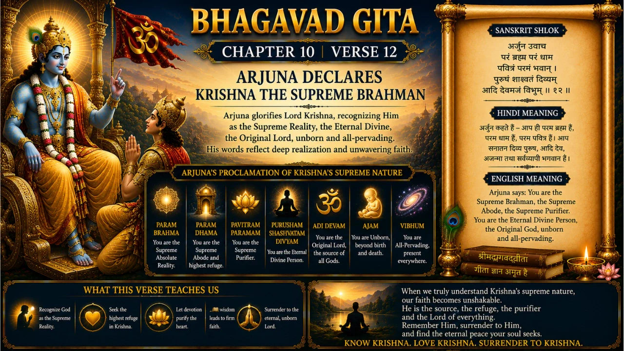 Bhagavad Gita Chapter 10 Verse 12 Meaning in Hindi & English