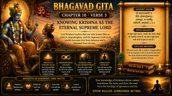 Bhagavad Gita Chapter 10 Verse 3 Meaning in Hindi & English