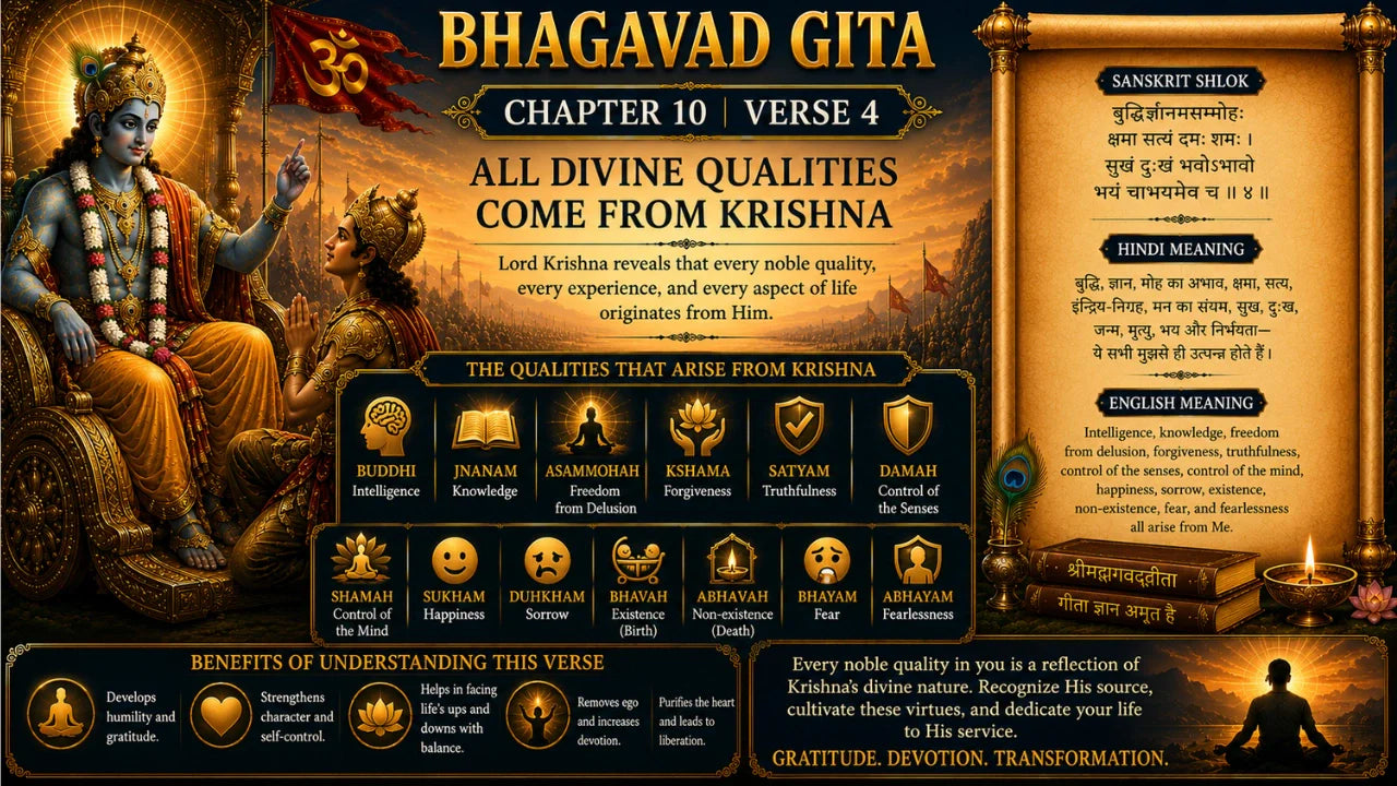 Bhagavad Gita Chapter 10 Verse 4 Meaning in Hindi & English
