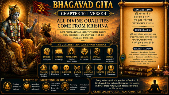 Bhagavad Gita Chapter 10 Verse 4 Meaning in Hindi & English