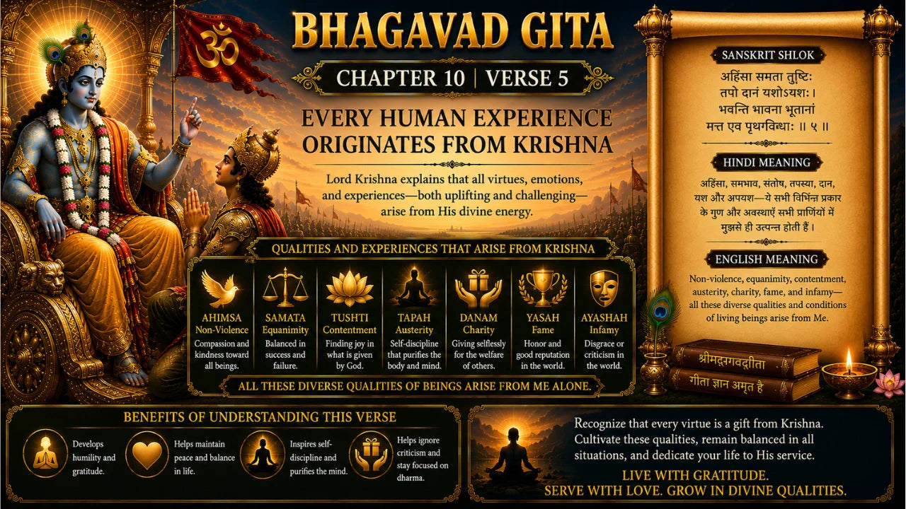 Bhagavad Gita Chapter 10 Verse 5 Meaning in Hindi & English