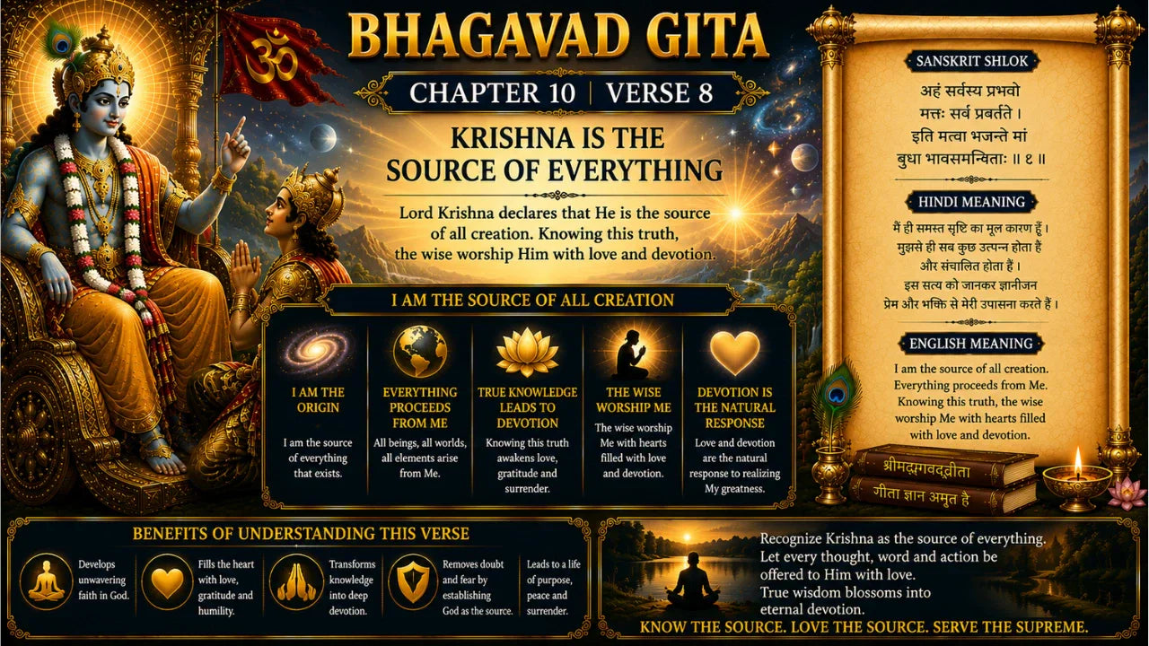 Bhagavad Gita Chapter 10 Verse 8 Meaning in Hindi & English