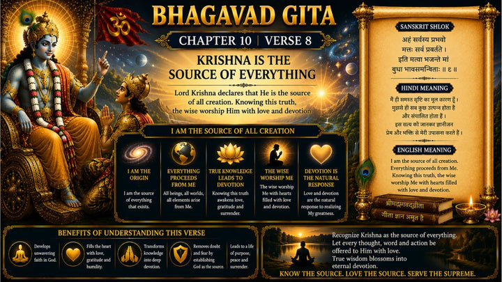 Bhagavad Gita Chapter 10 Verse 8 Meaning in Hindi & English