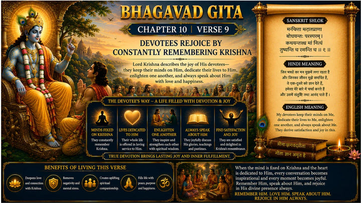 Bhagavad Gita Chapter 10 Verse 9 Meaning in Hindi & English