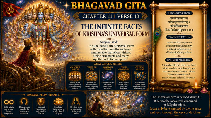 Bhagavad Gita Chapter 11 Verse 10 Meaning in Hindi & English