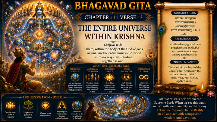 Bhagavad Gita Chapter 11 Verse 13 Meaning in Hindi & English