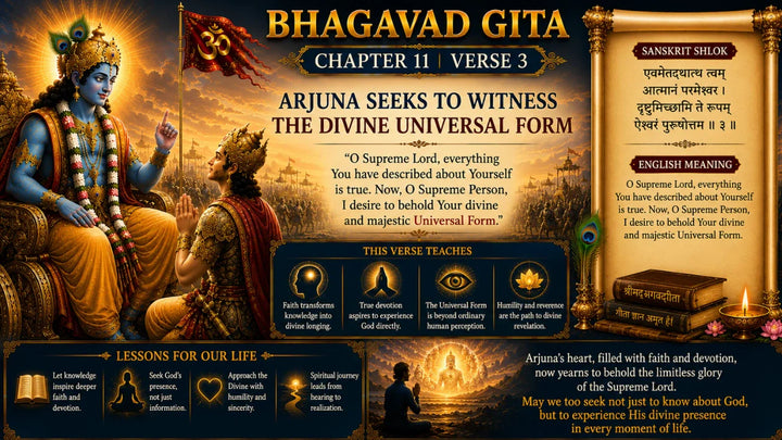 Bhagavad Gita Chapter 11 Verse 3 Meaning in Hindi & English