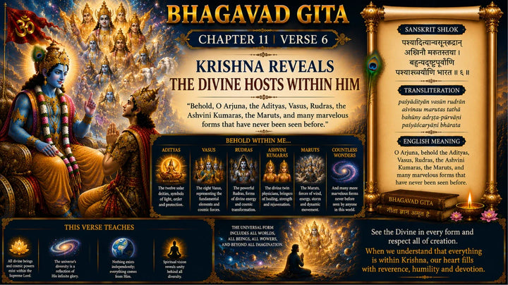 Bhagavad Gita Chapter 11 Verse 6 Meaning in Hindi & English