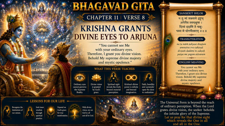 Bhagavad Gita Chapter 11 Verse 8 Meaning in Hindi & English