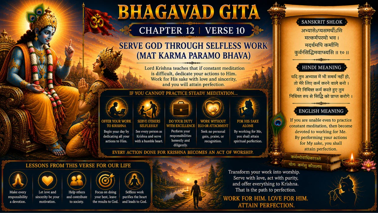 Bhagavad Gita Chapter 12, Verse 10 Meaning in Hindi & English
