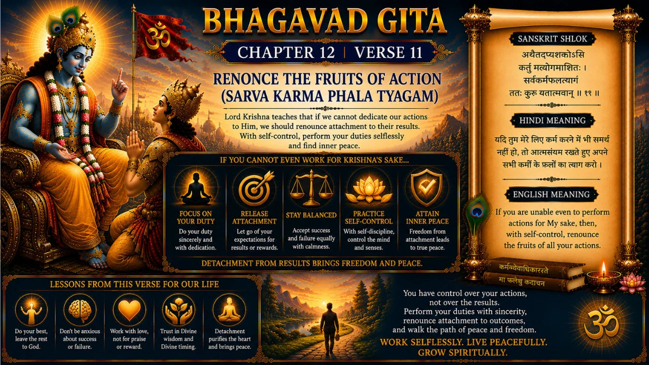 Bhagavad Gita Chapter 12, Verse 11 Meaning in Hindi & English