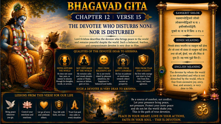 Bhagavad Gita Chapter 12, Verse 15 Meaning in Hindi & English