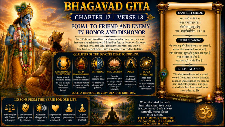 Bhagavad Gita Chapter 12, Verse 18 Meaning in Hindi & English