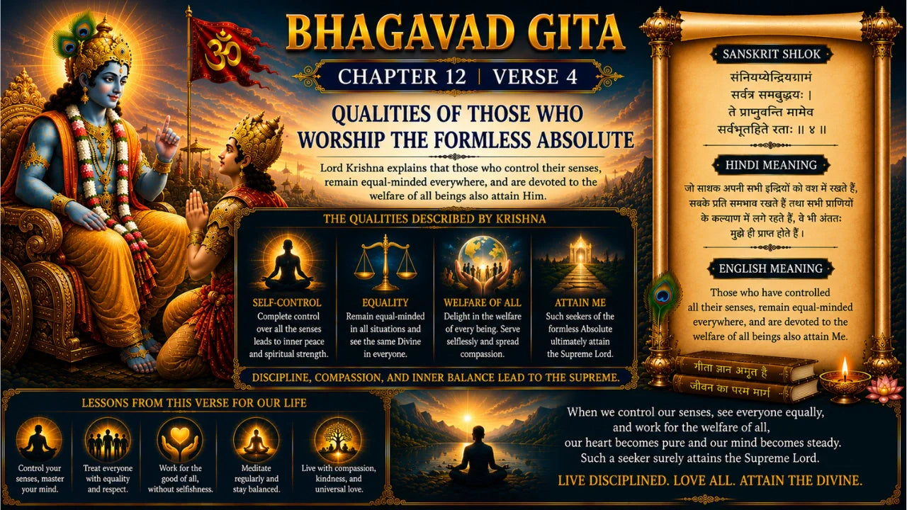 Bhagavad Gita Chapter 12, Verse 4 Meaning in Hindi & English