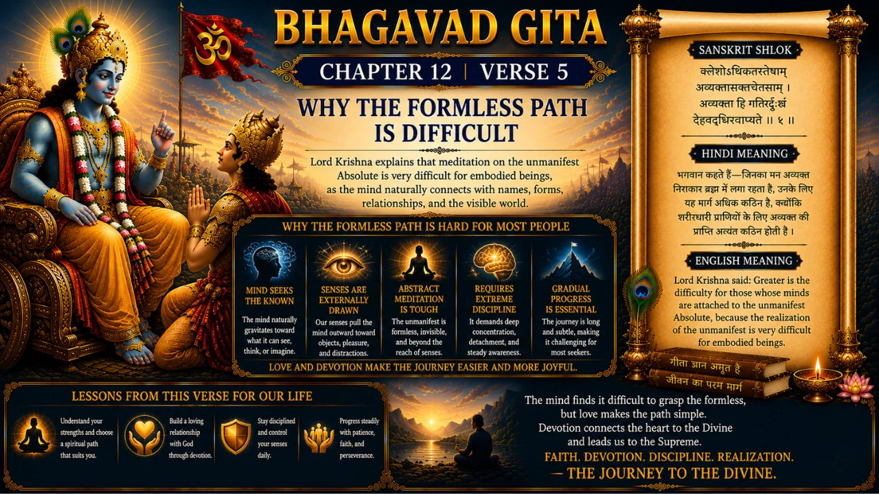 Bhagavad Gita Chapter 12, Verse 5 Meaning in Hindi & English