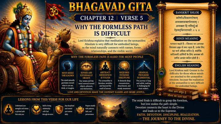 Bhagavad Gita Chapter 12, Verse 5 Meaning in Hindi & English
