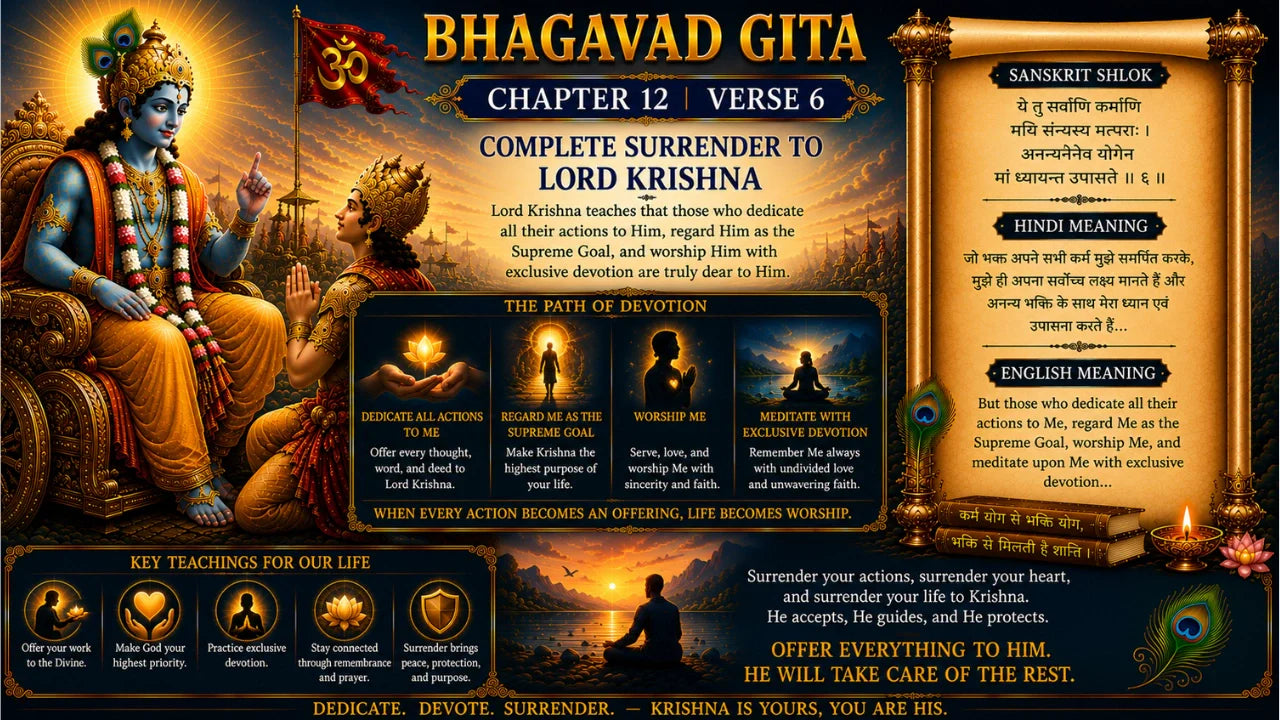 Bhagavad Gita Chapter 12, Verse 6 Meaning in Hindi & English