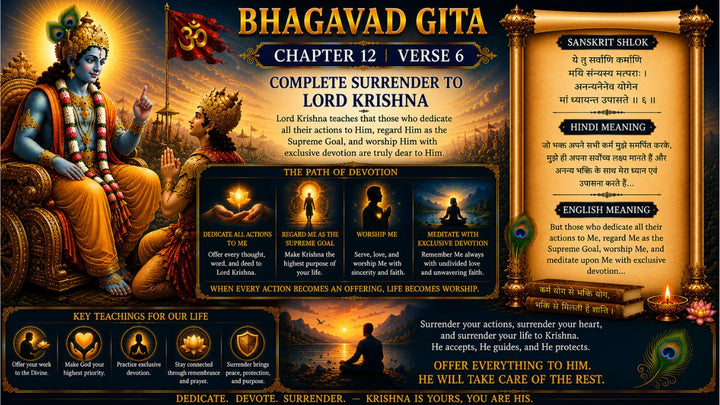 Bhagavad Gita Chapter 12, Verse 6 Meaning in Hindi & English