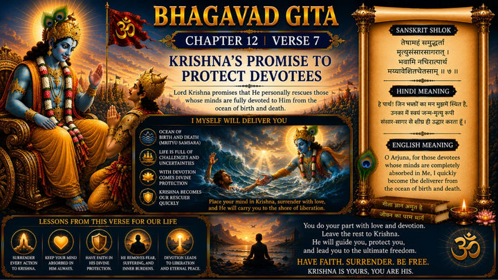 Bhagavad Gita Chapter 12, Verse 7 Meaning in Hindi & English