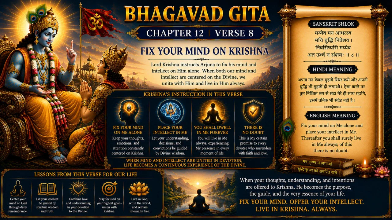 Bhagavad Gita Chapter 12, Verse 8 Meaning in Hindi & English